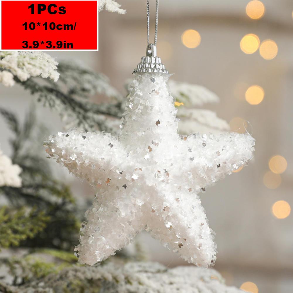 New Christmas Tree Decorations Pendant Xmas Tree White Elk Snowflake Ornaments Home Hanging Decoration 2025 New Year Party Decor