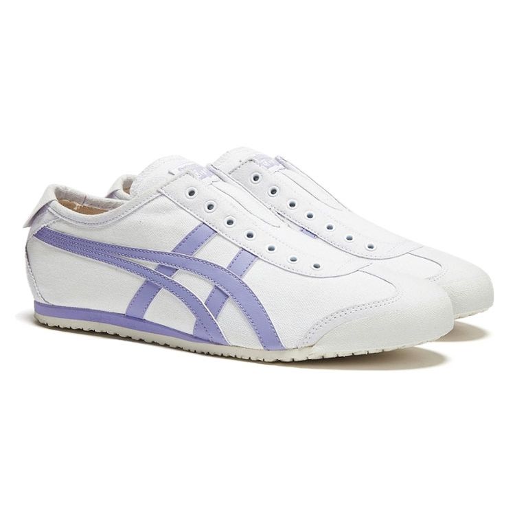 ONITSUKA TIGER Mexico 66 Canvas Модные Удобные Амортизирующие Прочные Низкие Повседневные Кроссовки Унисекс Белый Фиолетовый 1183B772-101
