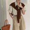 Knitted Hollow Small Shawl For Women, Japan And Korea, Sweet Solid Color Knotted Vest, Douyin Live Broadcast, Air-Conditioned Room Fake Collar