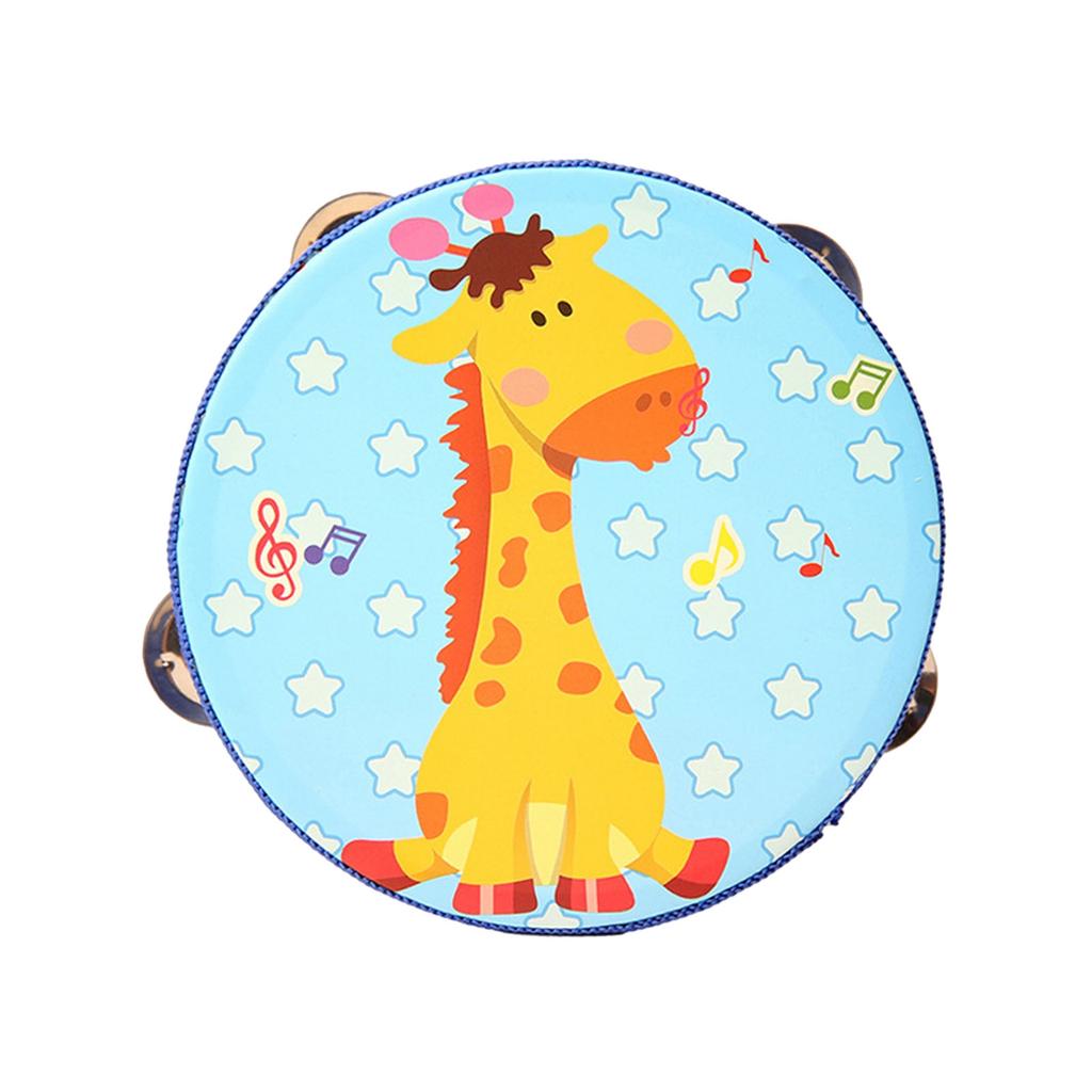Wooden Tambourine Cute Cartoon Handheld Drum Bell Kid Educational Toys for Dancing Game Percussion Musical Instrument