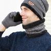 New Winter Men Simple And Stylish Knitted Hat Scarf And Gloves Winter Solid Warm Knitted Set Winter Warm Gifts For Male