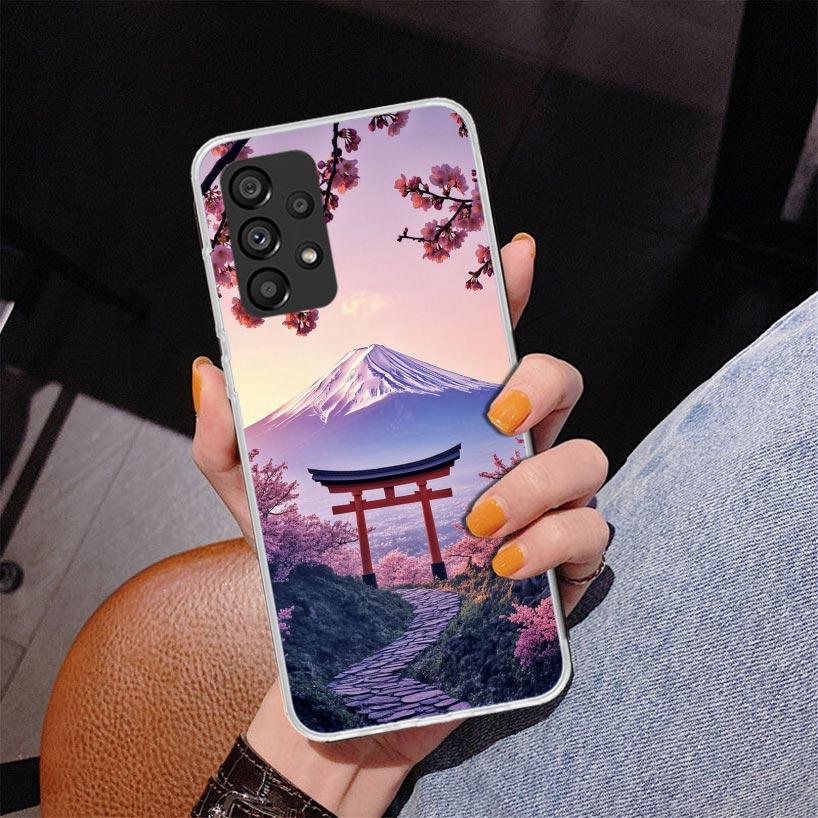 Японская вишня Гора Фудзи Чехол для телефона для Samsung Galaxy A52 A32 A22 A12 A51 A31 A50S A30S A20S A10S Note 20 Ultra 10 Plus S10 A