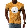 Summer Fashion Personality Musical Note Graphic T Shirts Trendly Men Retro Street Style 3D Printed Round Neck Short Sleeve Tees