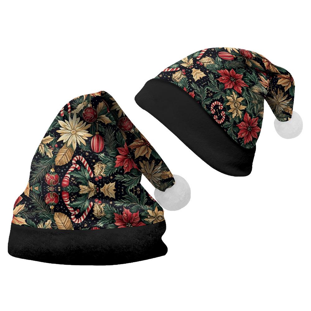 2024 Новая плюшевая бархатная двухсторонняя флисовая рождественская шапка для взрослых и детей - Счастливого Рождества, индивидуальный дизайн