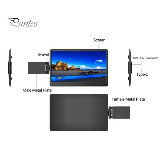 11,6-дюймовый удлинитель экрана ноутбука Компактный дизайн Plug-Play USB-C 3.1 Высокое разрешение удлинитель экрана телефона Портативный монитор