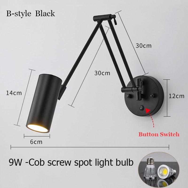 Современный настенный светильник E27 для спальни, небольшой ночник для комнаты, скандинавское светодиодное декоративное освещение для дома, кнопочный выключатель COB