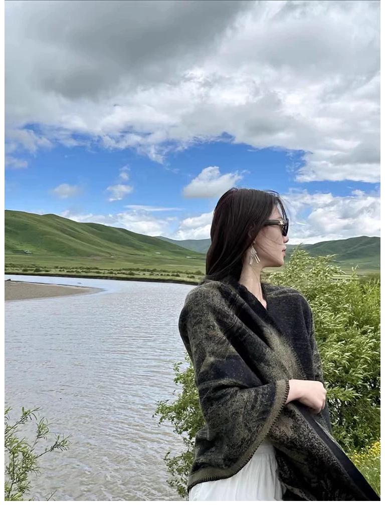 Женская шаль на осень и зиму: Плащ для путешествий по Синьцзяну и Тибету, Толстый плащ-накидка из Западного Сычуаня