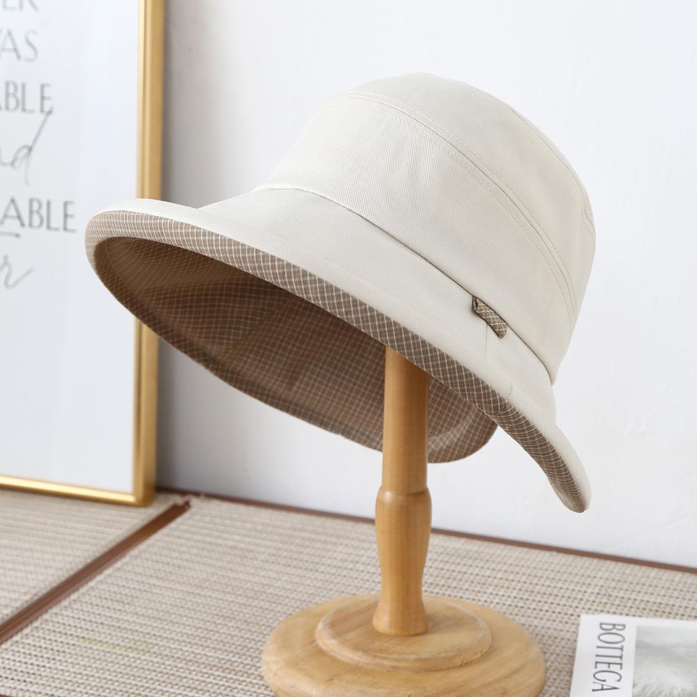 High End Women's Bucket Hat Plaid Travel Vacation Sun Caps Face-Flattering Versatile Spring Autumn Outdoor Hats