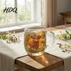 Durable Glass Drinkware 350ML Hand-painted Highland Cow Glass Cattle Coffee Mug Decorative Wine Glasses with Handle Heat-Resistant Tea Milk