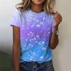 Colorful Droplet Pattern T-Shirt For Women Gradient 3D Printed Short Sleeves Summer Tees Oversized T Shirts Round Neck Tops