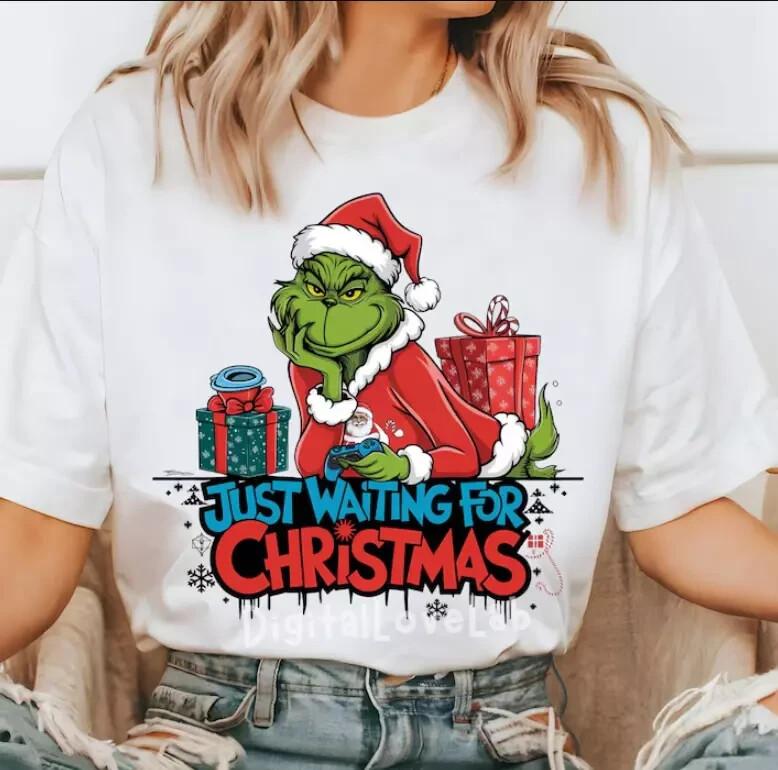 Just Waiting for Christmas. Funny Grinch Christmas shirt S-4XL Unisex T-Shirt