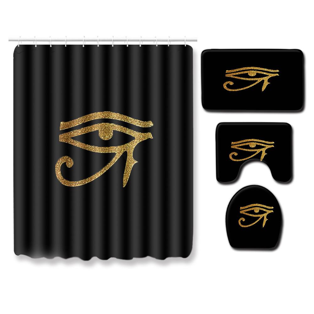 Shower Curtain Floor Mat Set African Woman E-Commerce Bathroom Carpet