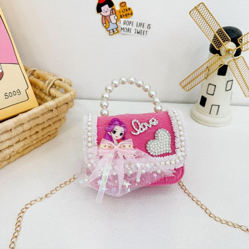 Belle Cinderella Girl Crossbody Shoulder Bag Cute Pearl Accessory Purse