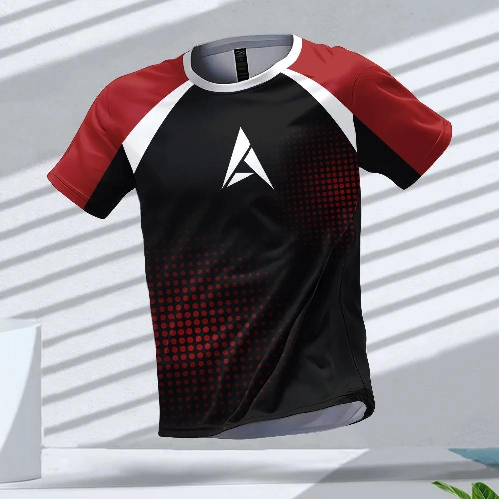 Летняя уличная спортивная одежда для фитнеса, мужская футболка с круглым вырезом и короткими рукавами, топы с принтом, быстросохнущие футболки для спортзала