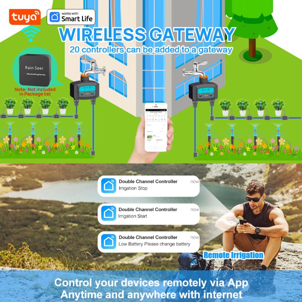 1PCS Tuya Smart Sprinkler Timer ,Dual Bluetooth Garden Hose Watering System, Outdoor Water Timer for Garden Hoses,Programmable
