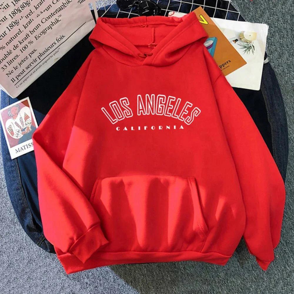 Los Angeles Hooded Sweatshirt with Letter Print, Men's and Women's Styles. Los Angeles Casual Hooded Sweatshirt, Fashionable.