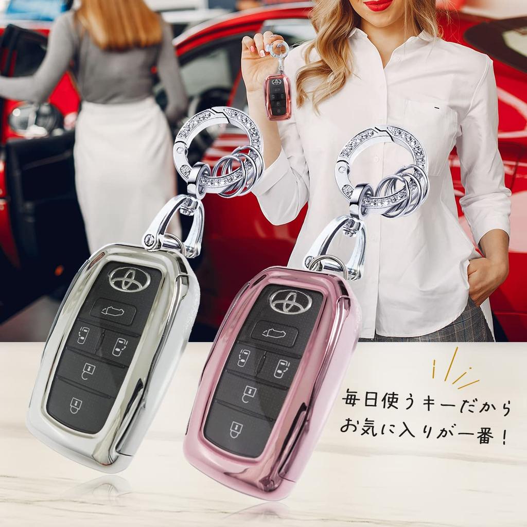 MKMC Smart Key TPU Compatible with Toyota New Models Noah Yaris and Mirai Case, Material, Voxy, (90 Series), Sienta, Cross, (Voxy Noah) (Crystal