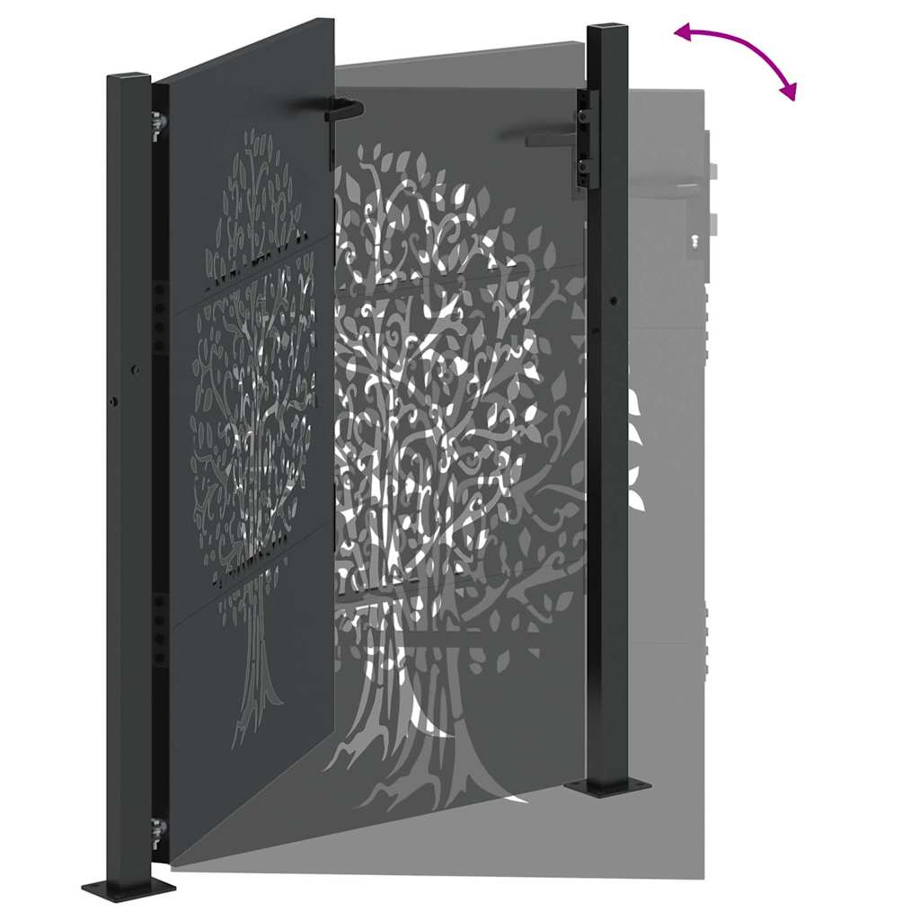 Garden Gate Black 110 x 155 cm Powder Coated Steel