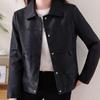 Autumn Winter Black PU Leather Coat Women Korean Fashion Motorcycle Jacket High End Casual All-Match Faux Leather Overcoat