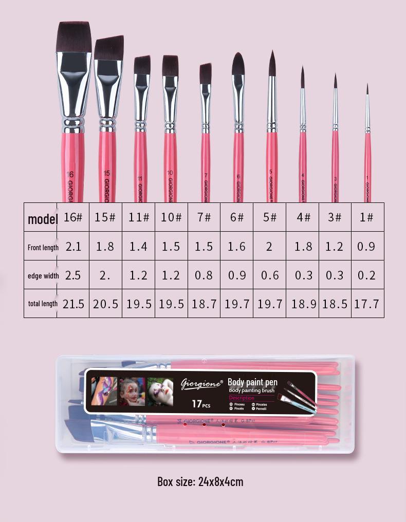 Набор кистей для лица и тела Giorgione из 17 предметов с тиснением для детей