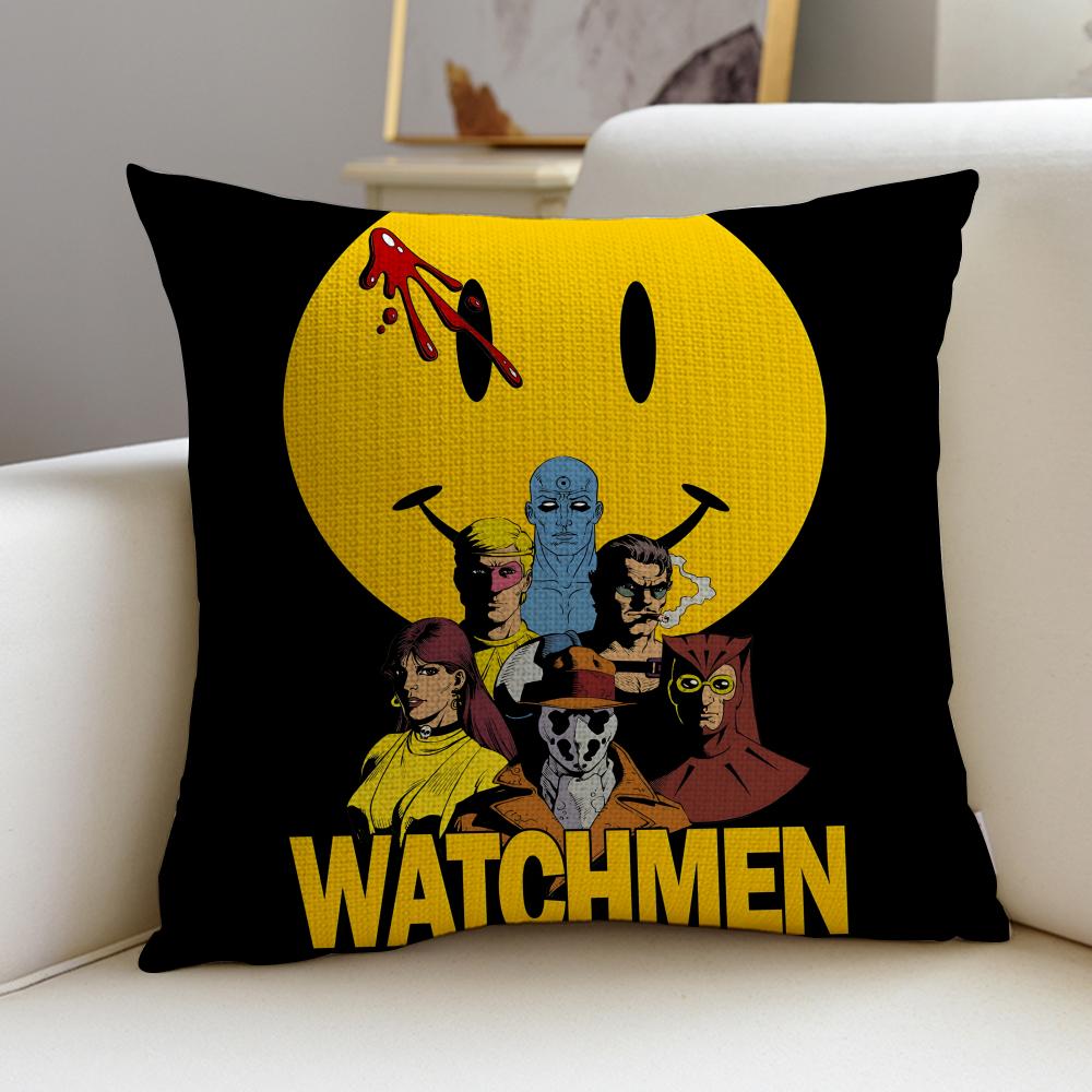 Dark WWatchmenS Cushion Cover Breathable and skinfriendly linen pillowcase square removable and washable cushion
