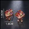 EMMAYA Classic Design Rose Gold Big Square CZ Cubic Zirconia Wedding Stud Earrings for Women