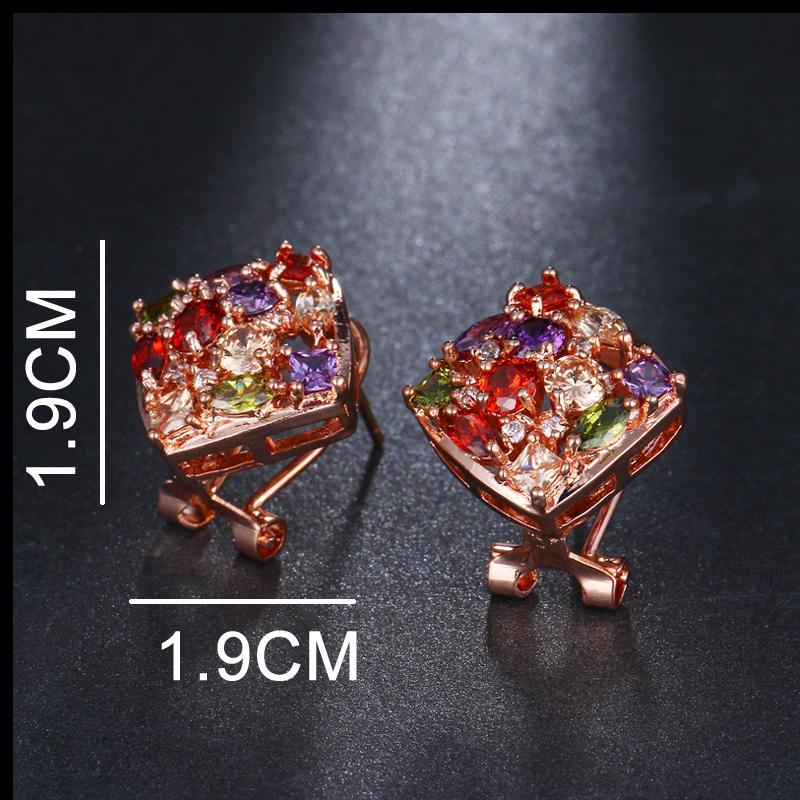 EMMAYA Classic Design Rose Gold Big Square CZ Cubic Zirconia Wedding Stud Earrings for Women