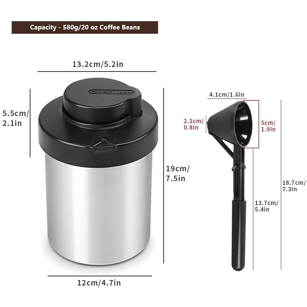 Банка для кофе CAFEMASY, Цельный пресс-вакуумный контейнер для хранения, Герметичная кухонная банка для пищевых продуктов из нержавеющей стали с дато
