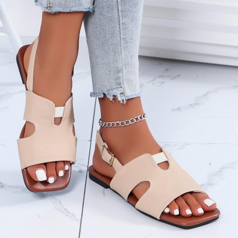 Летние дизайнерские женские повседневные туфли на плоской подошве 2024 года, брендовые туфли на плоской подошве с пряжкой, женские уличные нескользящие пляжные сандалии Sandalias Mujer