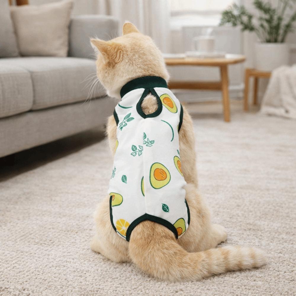 Fruit Printed Cat Sterilization Suit Breathable Cat Jumpsuit Pet Weaning Suit Abdominal Protection