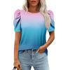 Женские повседневные топы с коротким рукавом и круглым вырезом с принтом, туники, рубашки, летняя одежда