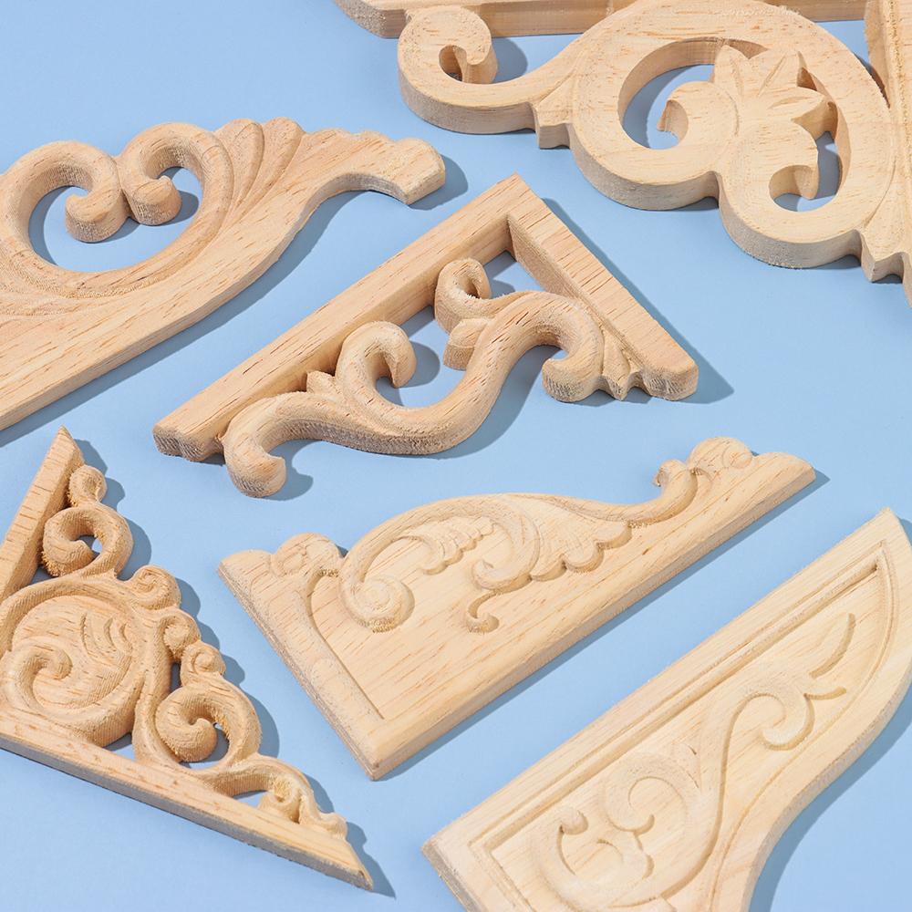 Детали мебели деревянные статуэтки Ремесла Угловые аппликации Рамка Резьба по дереву Декоративная резьба по дереву