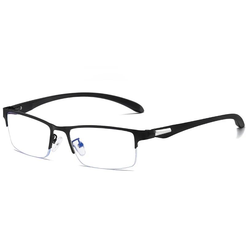 Men'S Business Half Frame Myopia Eyeglasses Anti-Blue Light Blocking Nearsighted Glasses Fashion Optical Prescription Eyewear