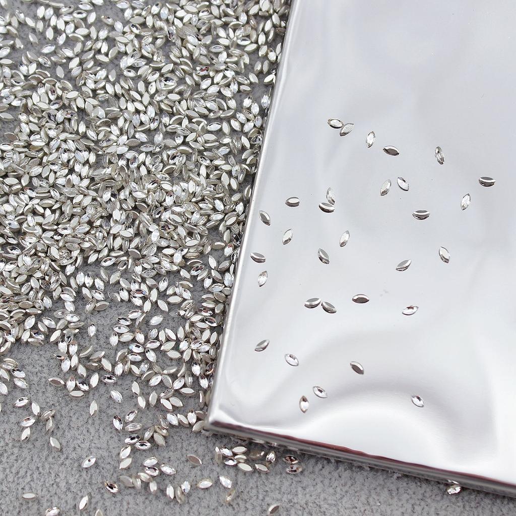 Super Flash K9 White Crystal Flat Bottom Inverted Edge Nail Art Diamond Prism 1:1 Imitation Huazi Inverted Edge Does Not Fall Off The Bottom Nail Art