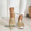 Fashion Gold Sneakers 2024 Fall Selling Fashion Flat Sequins Round Toe Loafers Casual Versatile Luxury Pull-On Women's Vulcanized Shoes