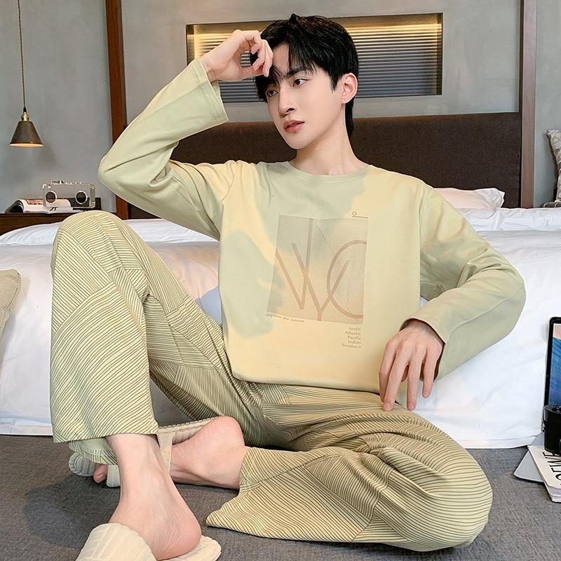 Men's Cotton Pajamas, Sleeping Top, Long Sleeve Soft Loose Pajamas, Casual Home Wear, Autumn Men's Pajamas
