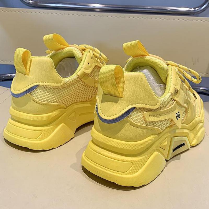 Желтые кроссовки для женщин, платформа, спортивная обувь для женщин, кроссовки на толстой подошве, белые массивные кроссовки, женская обувь для ходьбы на открытом воздухе