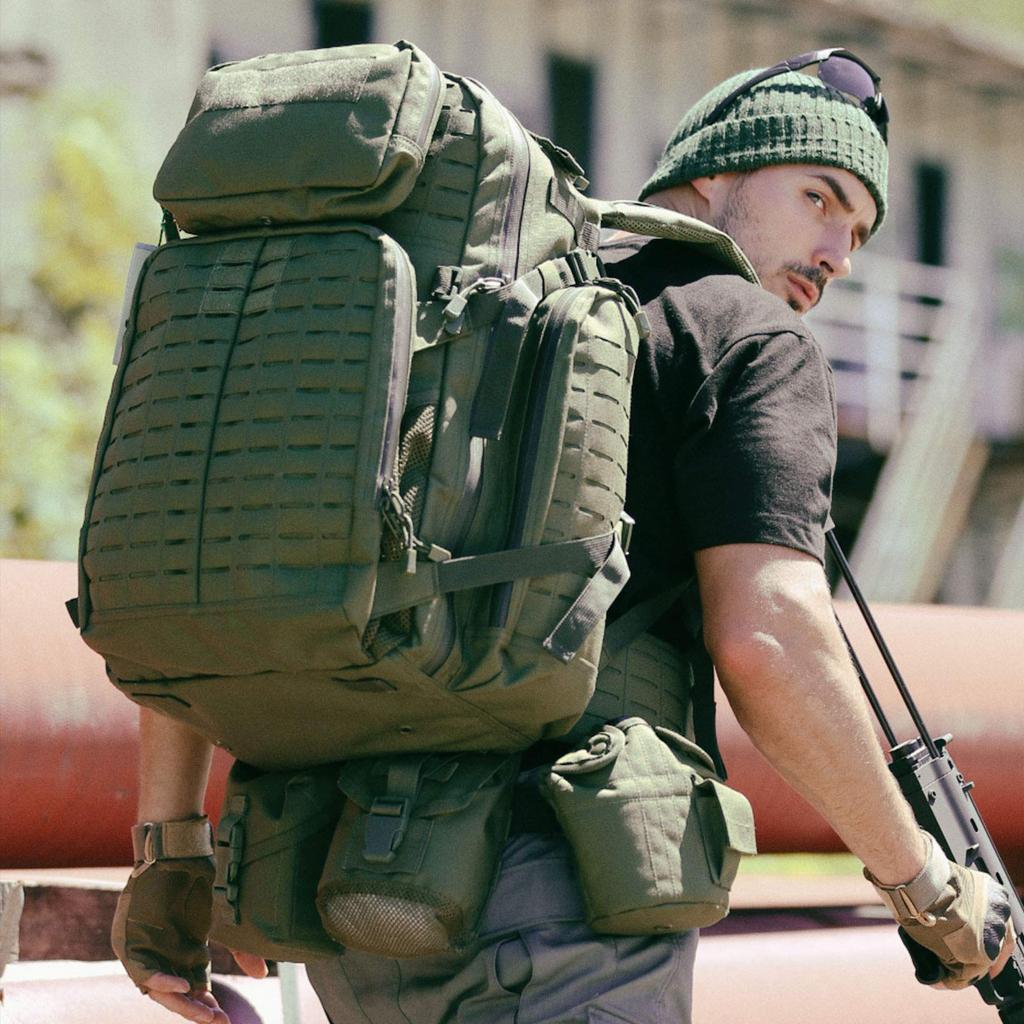 Backpack Rucksack Large Capacity 55L Military Outdoor Survival Camping Climbing [MT] (Olive Drab)