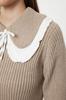 Women's Fashionable Stylish Hijab Sweater Beige Thessaloniki Knitted Baby Collar Knitwear Sweater