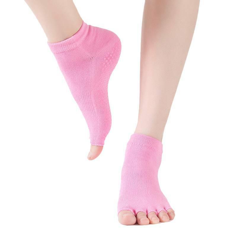 Носки для йоги, мягкие носки для пилатеса, барре, танцев, балета, нескользящие носки без пальцев с половиной носка