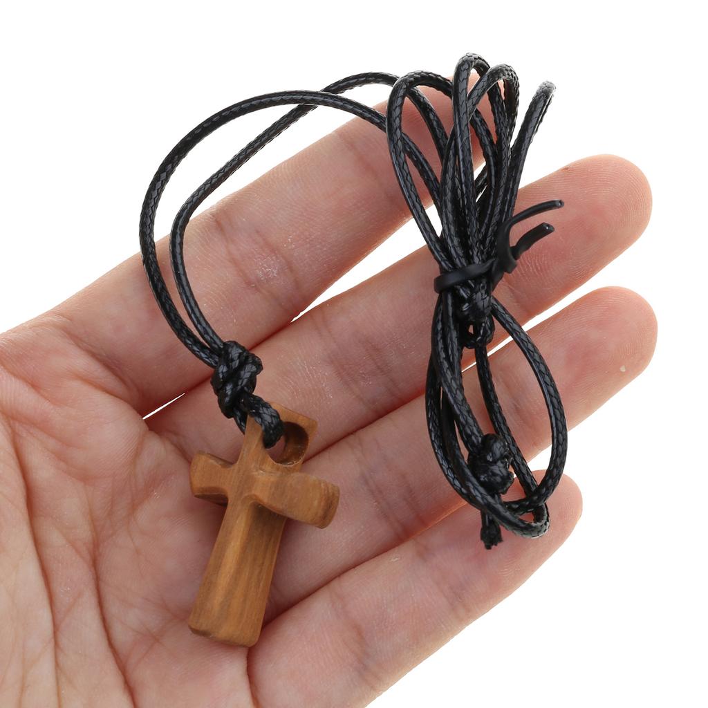 Wooden Prayer Cross Neckchain for Prayer and Comfort Religious Symbol Crucifix Pendant Necklace Unique Christian Choker