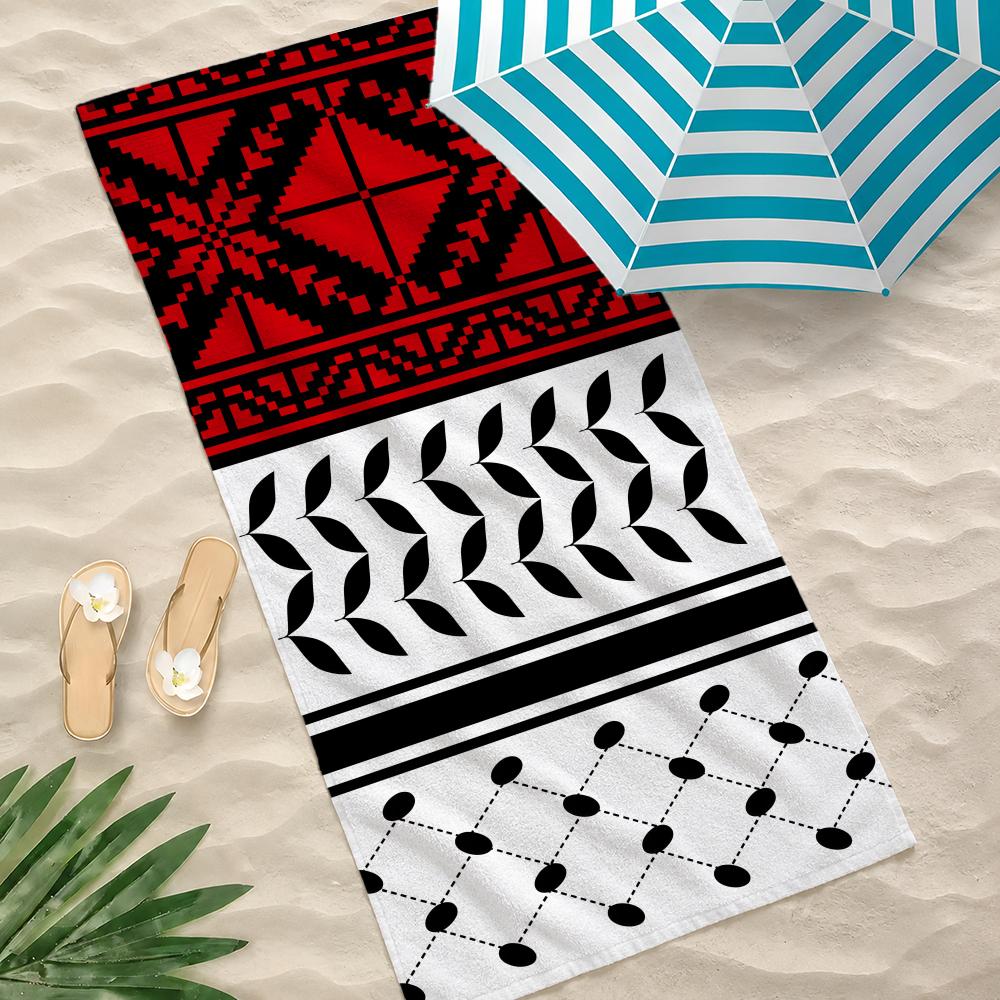 Art Hattah Keffiyeh Kufiya Towel Towel Soft Pool Gift For Travel Gym Shower Camping Quick Dry Sports Large Beach Towels