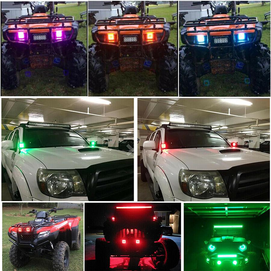 2x 3" Точечные светодиодные рабочие фары RGB Кольцо-гало Бегущий Многоцветный Пульт дистанционного управления