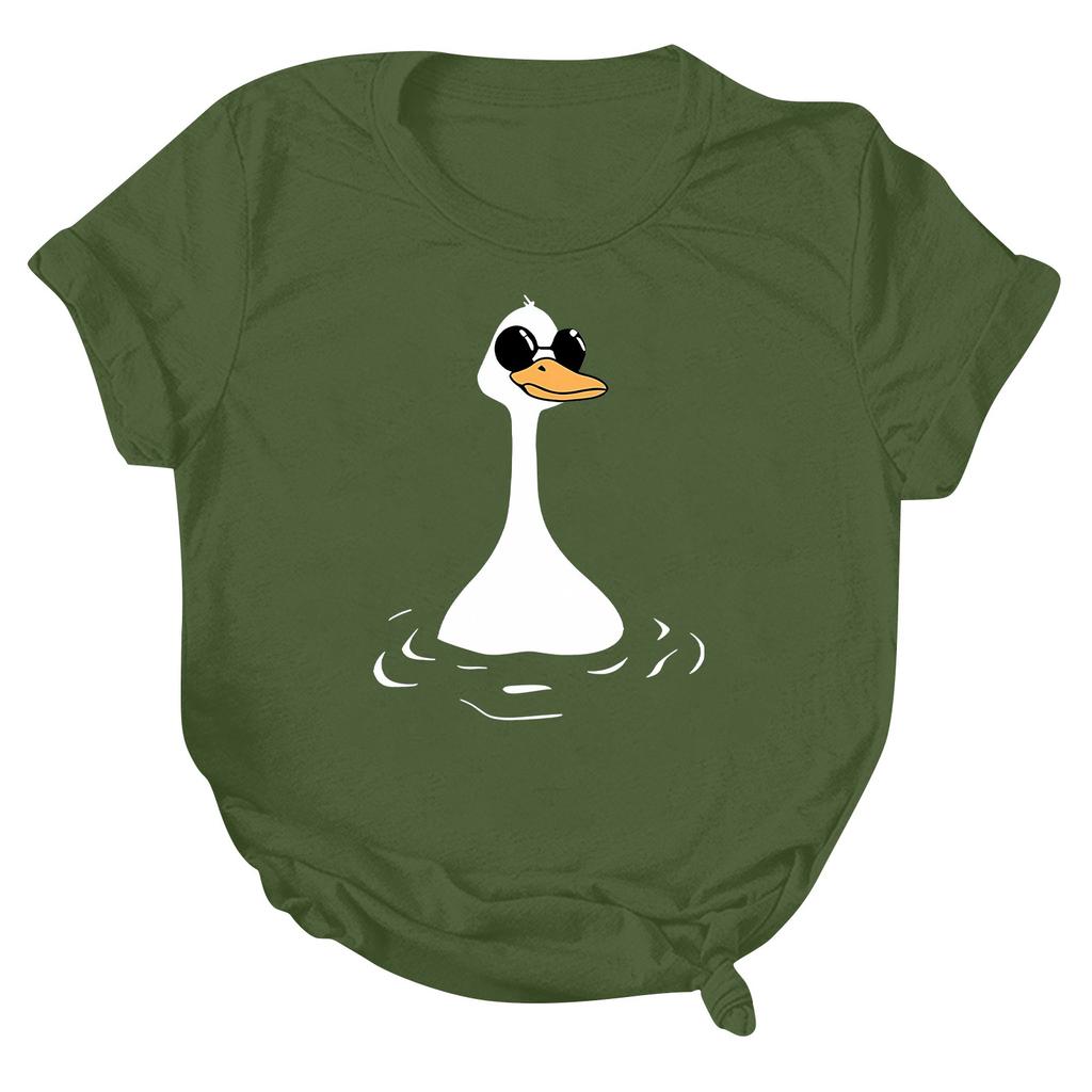 Женская модная повседневная летняя удобная блузка с круглым вырезом и коротким рукавом с принтом