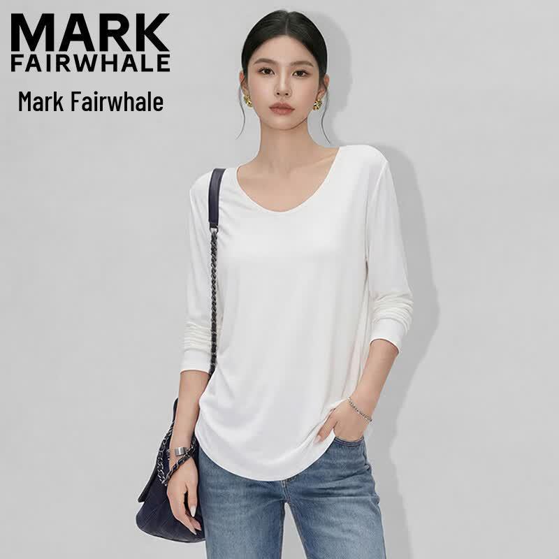 Mark Fairwhale Женская свободная футболка с V-образным вырезом и длинным рукавом