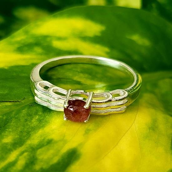 Кольцо из стерлингового серебра 925 пробы с натуральным розовым турмалином, 7 шт., A36