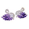 Hot-selling wish platinum purple diamond zircon swan silver needle earrings, slightly inlaid high-end versatile