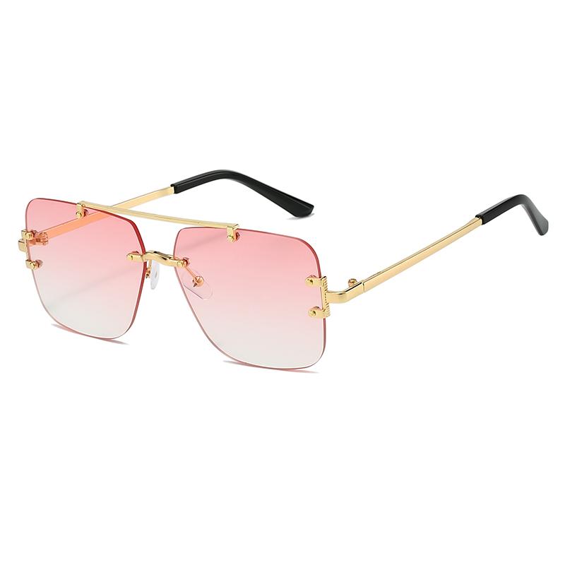 Солнцезащитные очки без оправы с двойной переносицей Мужские брендовые солнцезащитные очки Женские винтажные модные квадратные очки Мужские Женские Градиентные Очки UV400