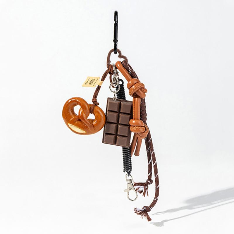 Bag Charm Braided Rope Bag Pendant High-grade Pendant Cute Alkaline Water Bread Bag Pendant Chocolate Pendant