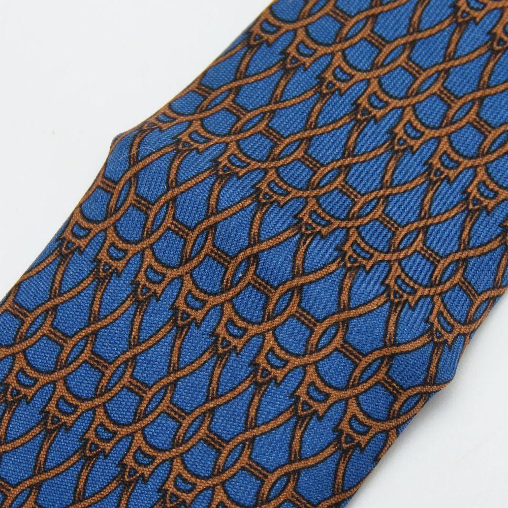 Used HERMES tie Toyota limited edition silk Blue Brown suit